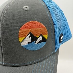 WUE Simple Outdoor Trucker Hat Adjustable Snapback Adult Unisex Mountain Blue